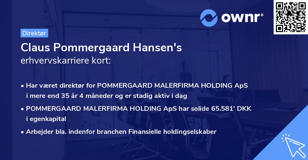 Claus Pommergaard Hansen's erhvervskarriere kort