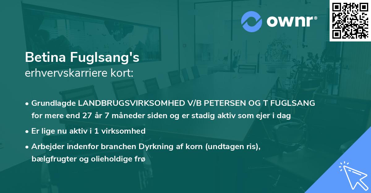 Betina Fuglsang's erhvervskarriere kort