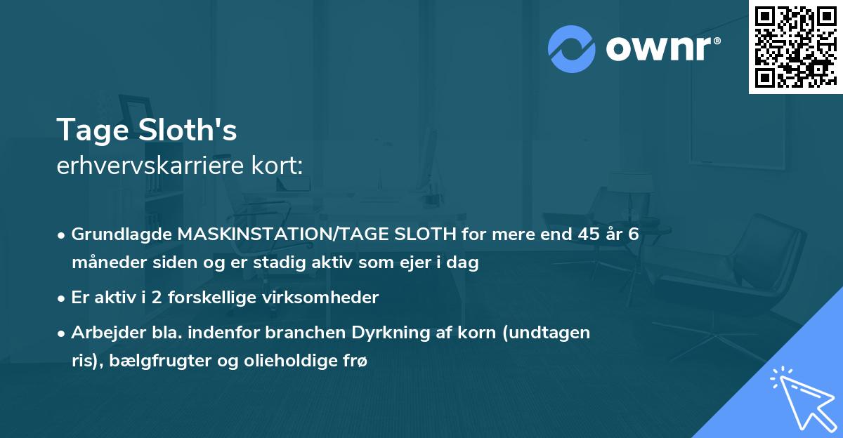 Tage Sloth's erhvervskarriere kort