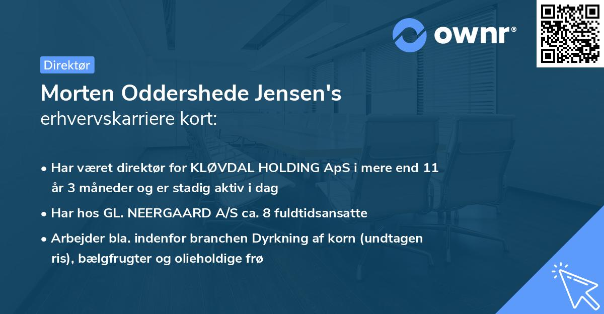 Morten Oddershede Jensen's erhvervskarriere kort