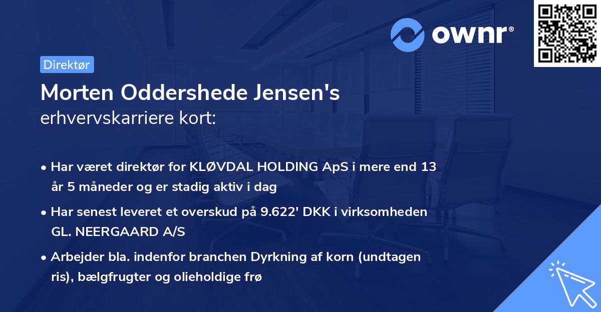 Morten Oddershede Jensen's erhvervskarriere kort