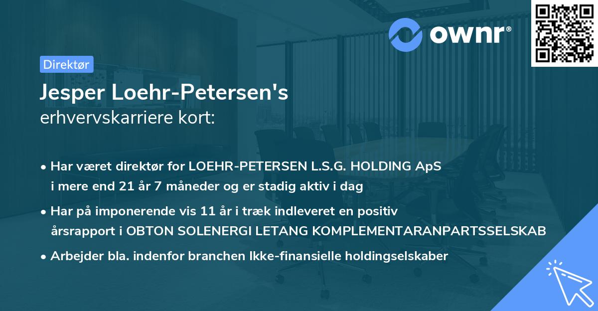 Jesper Loehr-Petersen's erhvervskarriere kort