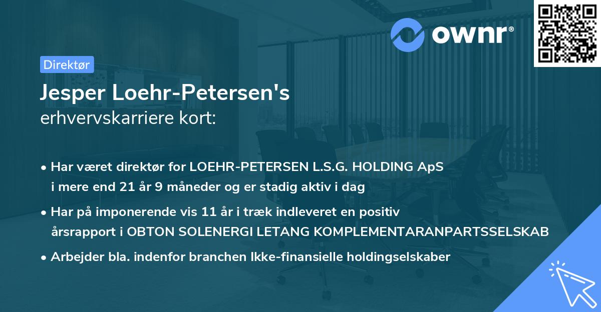 Jesper Loehr-Petersen's erhvervskarriere kort