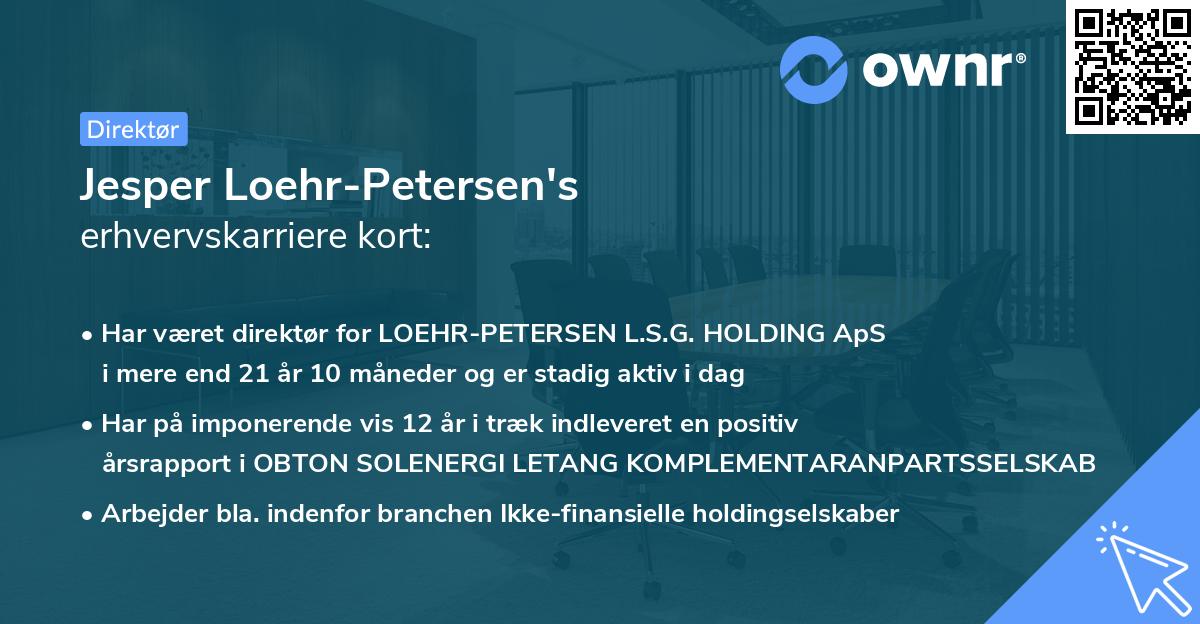 Jesper Loehr-Petersen's erhvervskarriere kort