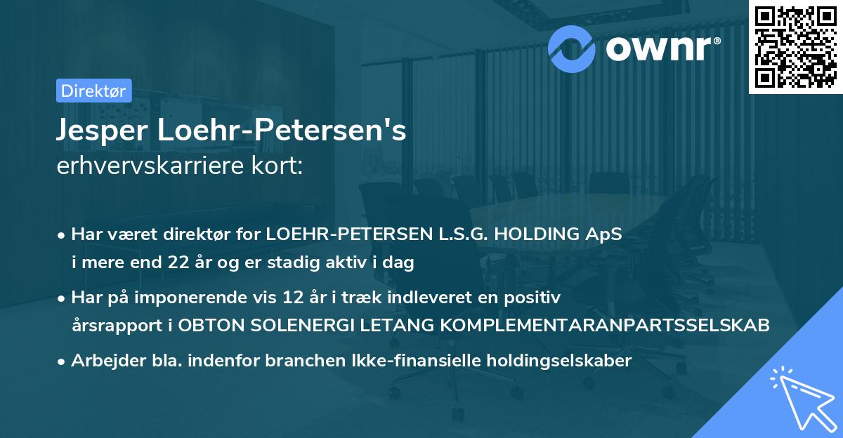 Jesper Loehr-Petersen's erhvervskarriere kort
