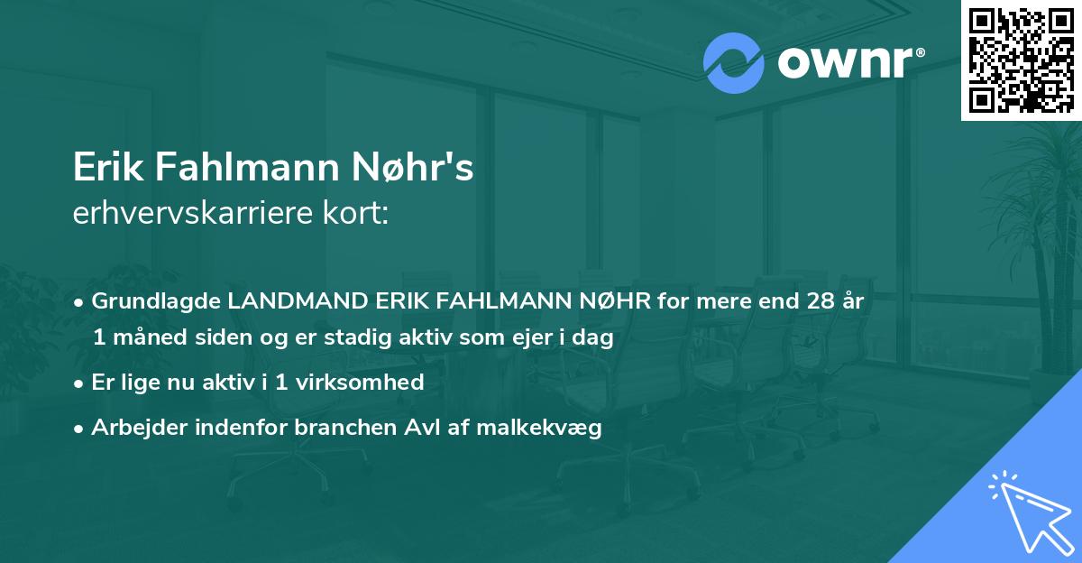 Erik Fahlmann Nøhr's erhvervskarriere kort