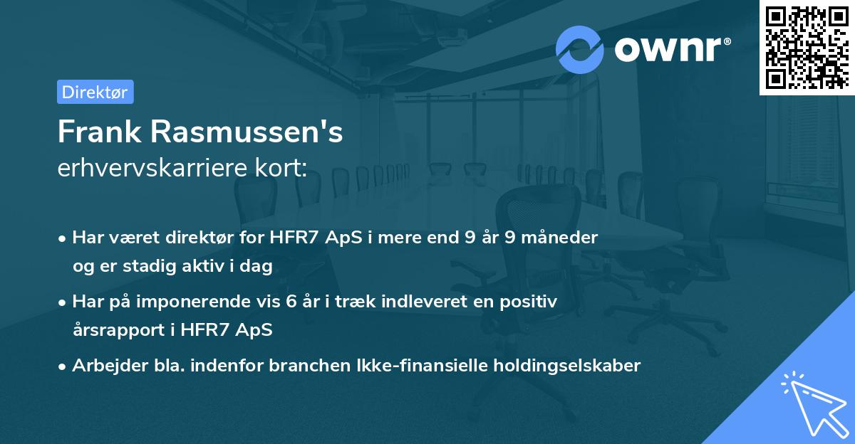 Frank Rasmussen's erhvervskarriere kort