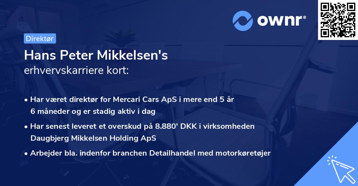 Hans Peter Mikkelsen's erhvervskarriere kort