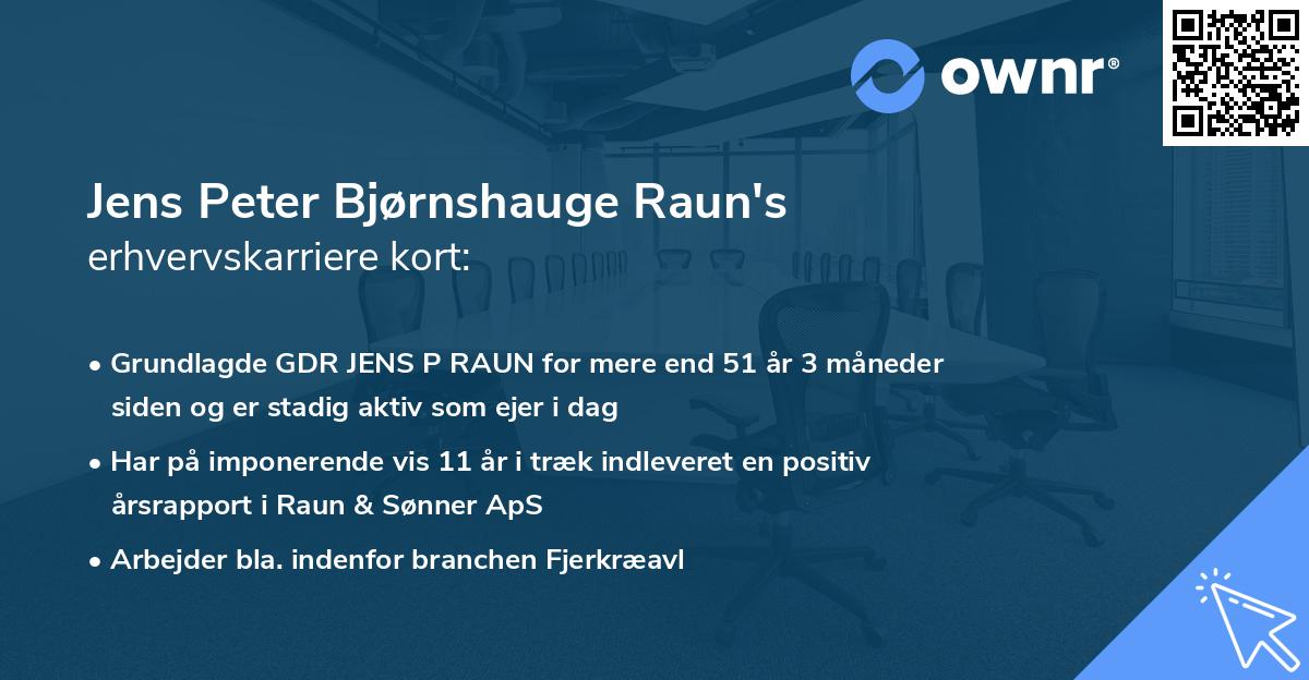 Jens Peter Bjørnshauge Raun's erhvervskarriere kort