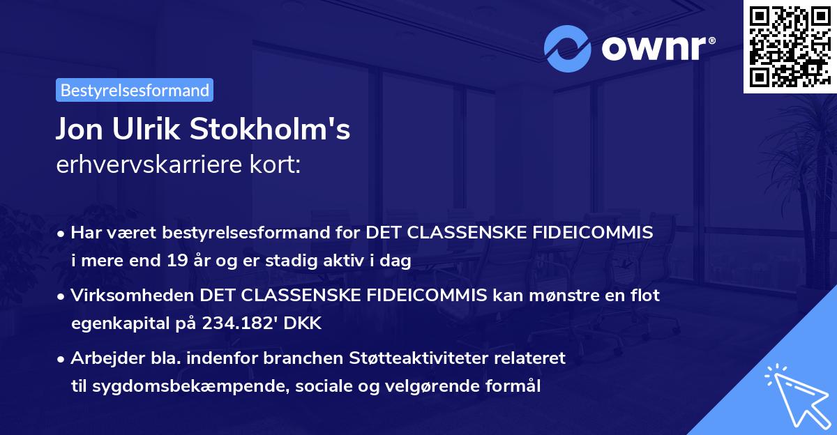 Jon Ulrik Stokholm's erhvervskarriere kort