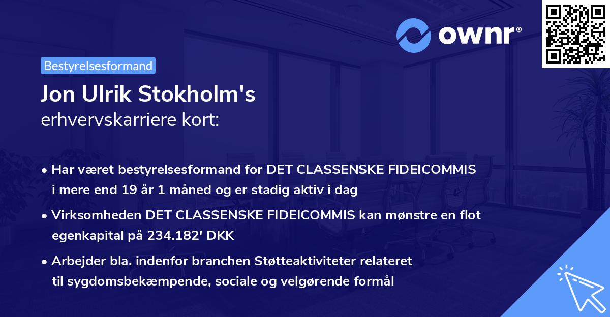 Jon Ulrik Stokholm's erhvervskarriere kort