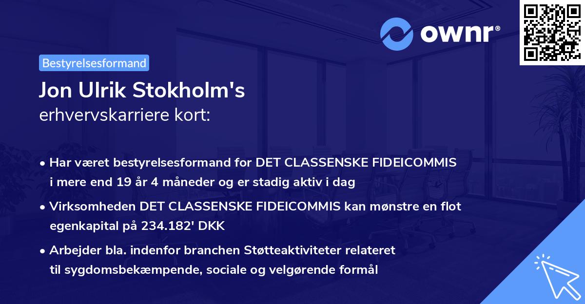 Jon Ulrik Stokholm's erhvervskarriere kort