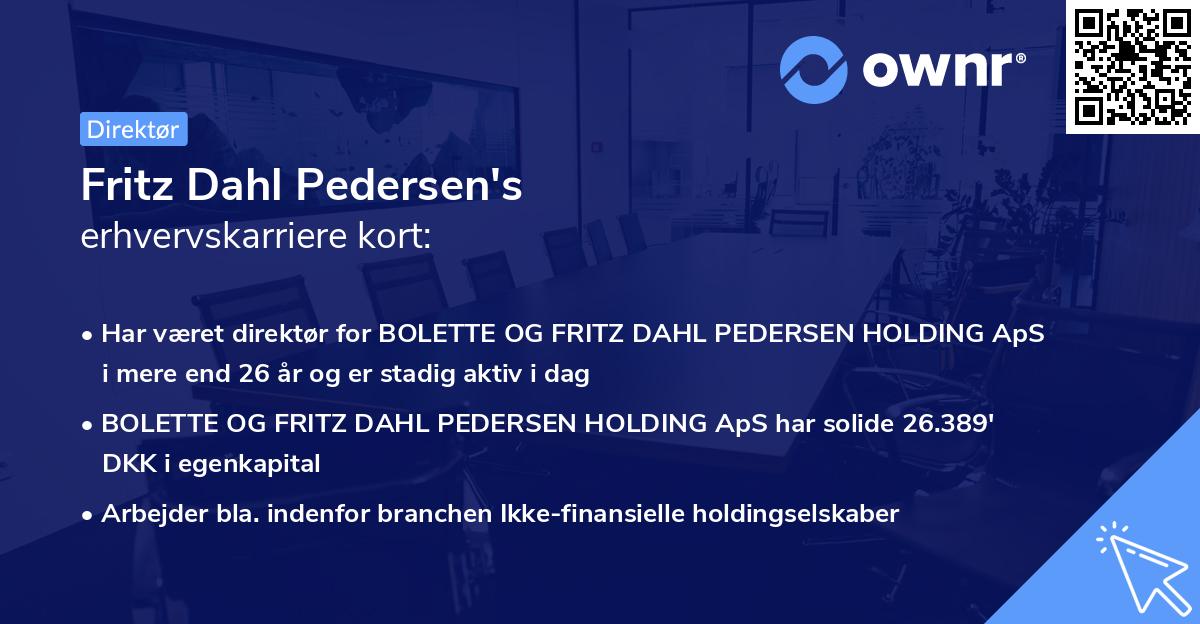Fritz Dahl Pedersen's erhvervskarriere kort