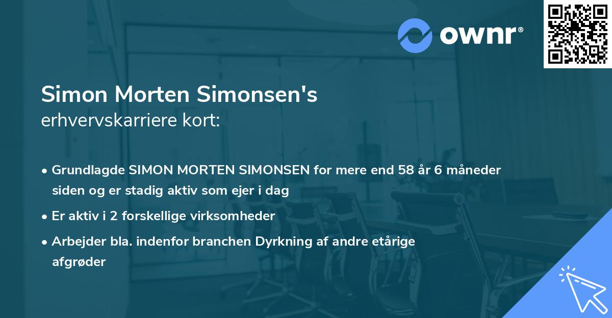 Simon Morten Simonsen's erhvervskarriere kort