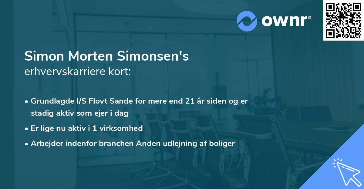 Simon Morten Simonsen's erhvervskarriere kort