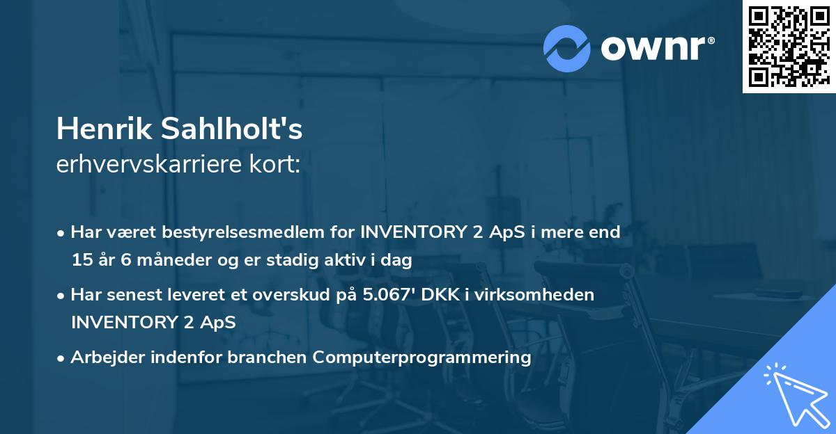 Henrik Sahlholt's erhvervskarriere kort