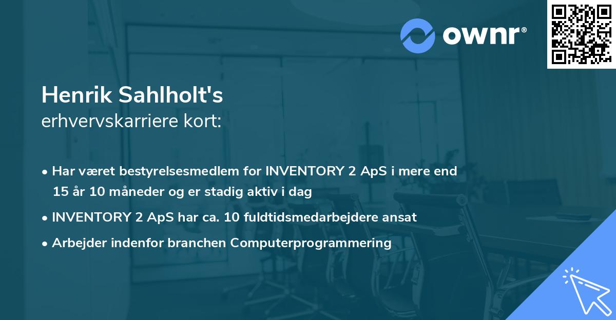 Henrik Sahlholt's erhvervskarriere kort