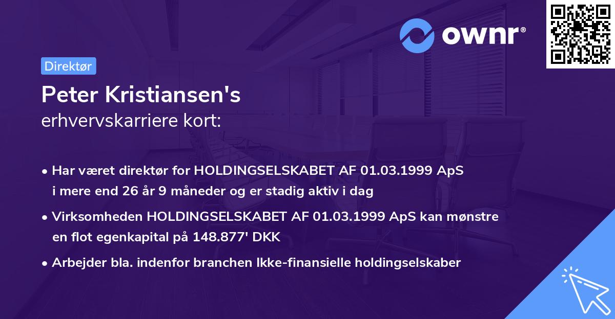 Peter Kristiansen's erhvervskarriere kort