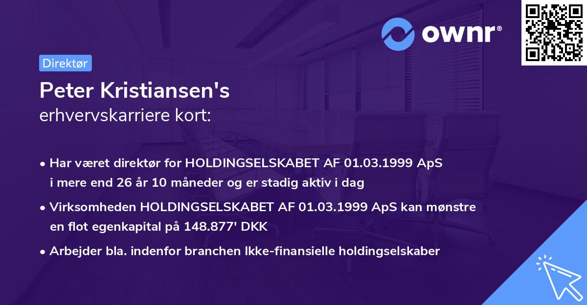 Peter Kristiansen's erhvervskarriere kort