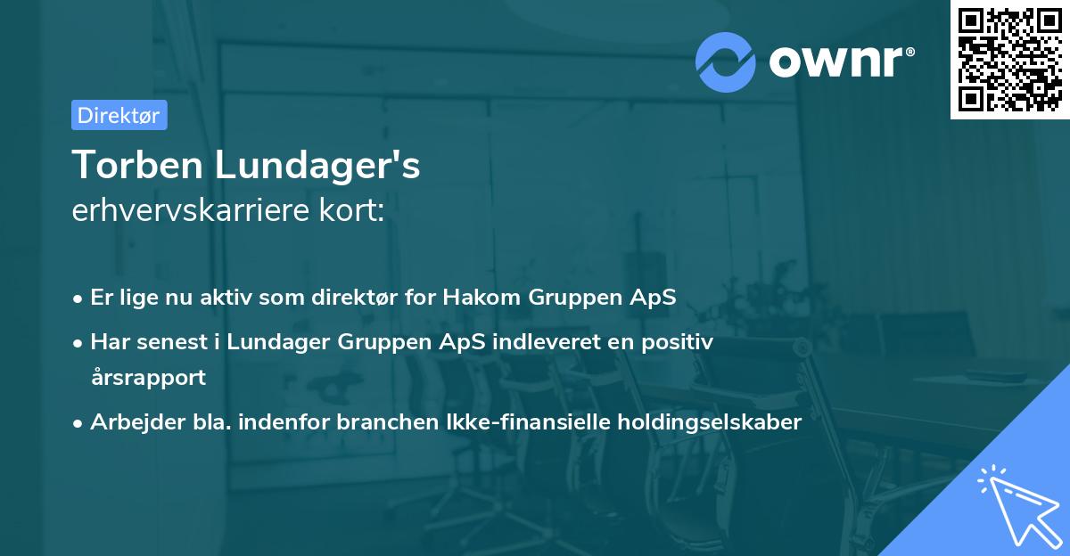 Torben Lundager's erhvervskarriere kort