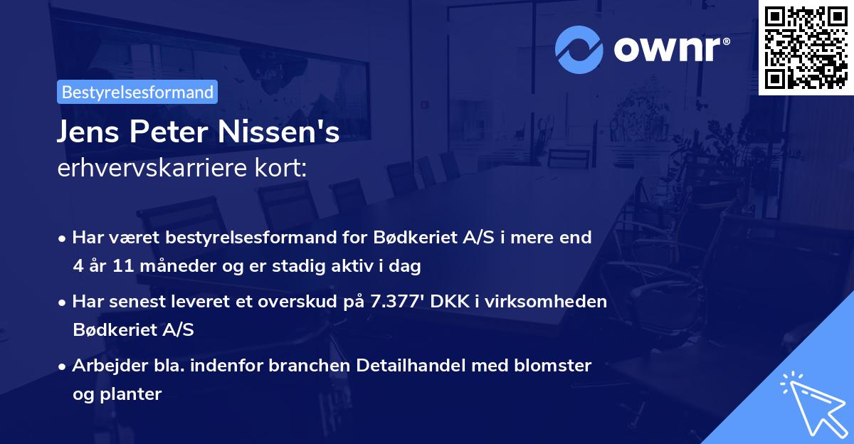 Jens Peter Nissen's erhvervskarriere kort