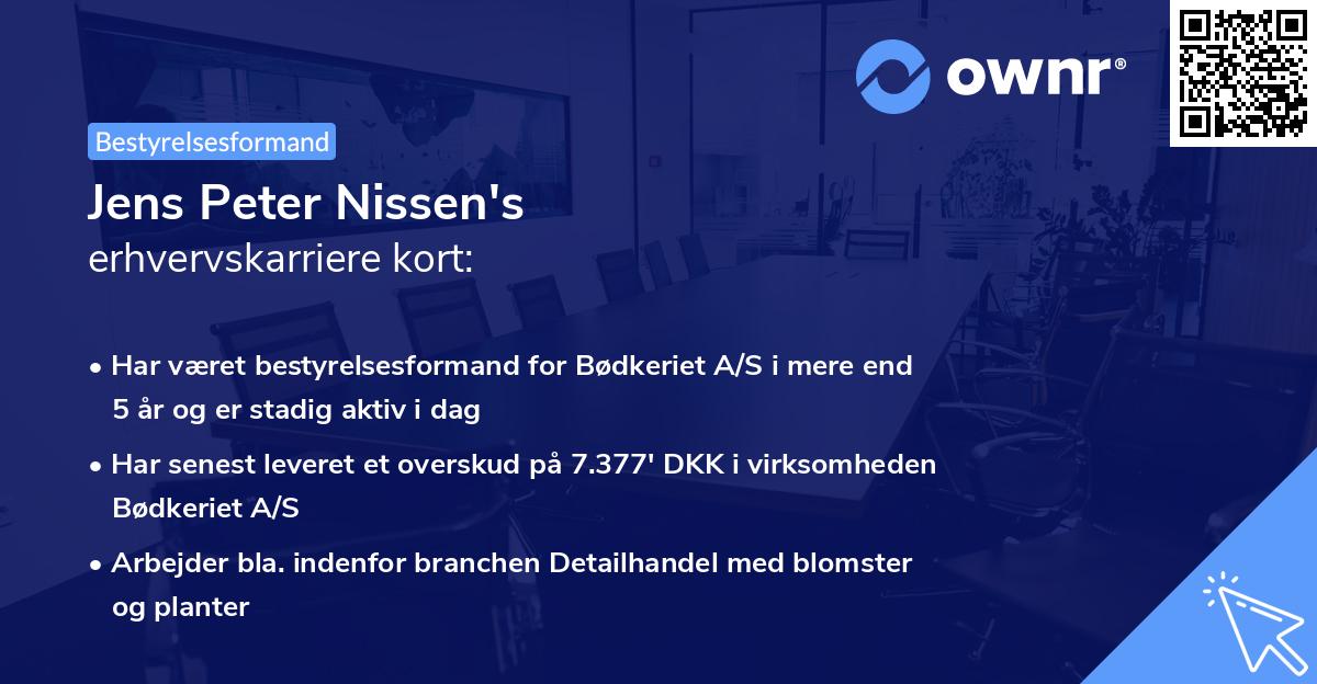 Jens Peter Nissen's erhvervskarriere kort