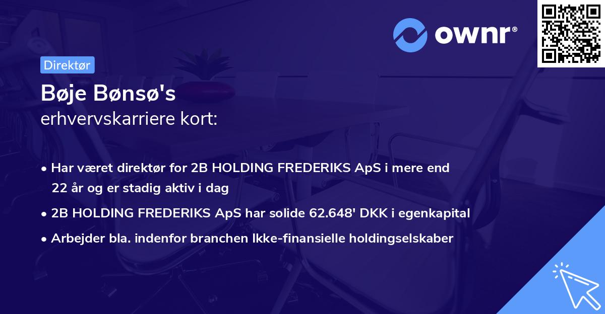 Bøje Bønsø's erhvervskarriere kort