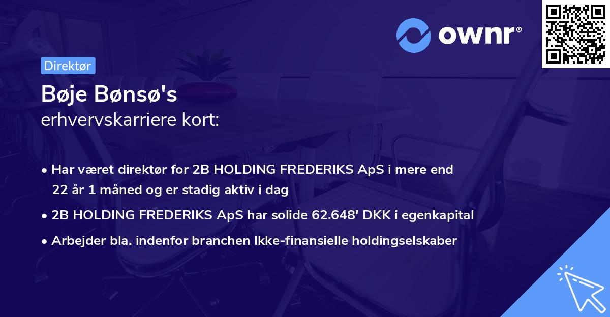 Bøje Bønsø's erhvervskarriere kort