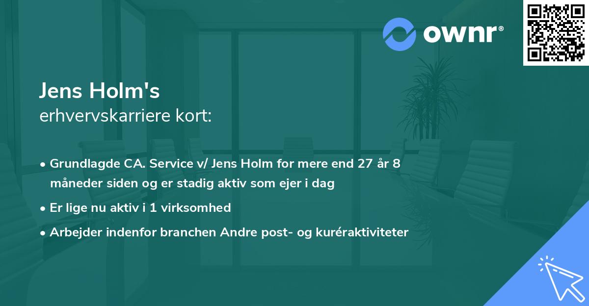 Jens Holm's erhvervskarriere kort