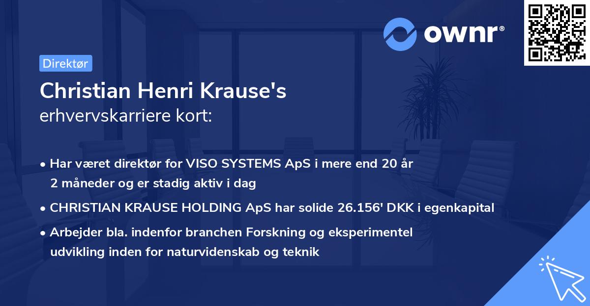 Christian Henri Krause's erhvervskarriere kort