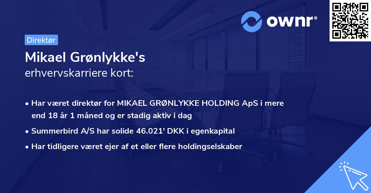 Mikael Grønlykke's erhvervskarriere kort