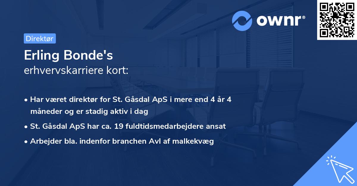 Erling Bonde's erhvervskarriere kort
