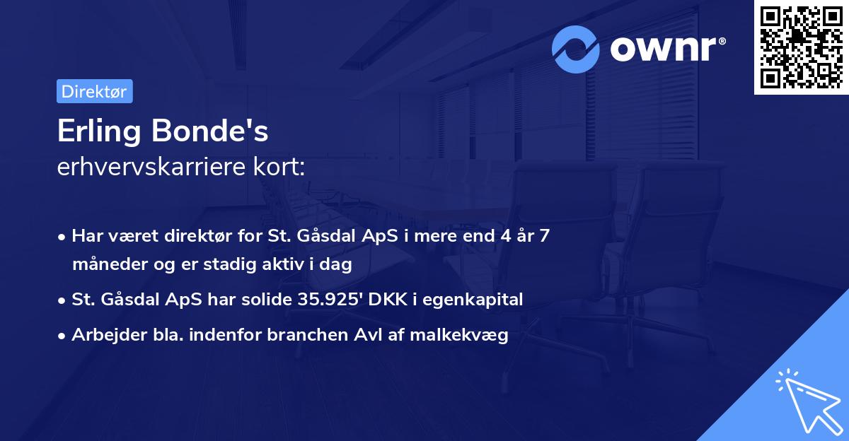 Erling Bonde's erhvervskarriere kort