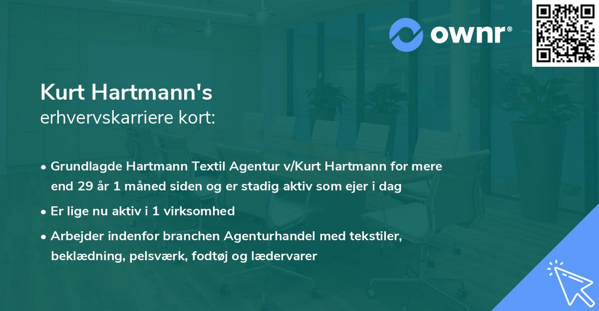 Kurt Hartmann's erhvervskarriere kort