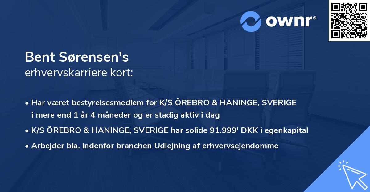 Bent Sørensen's erhvervskarriere kort