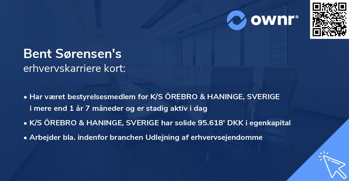 Bent Sørensen's erhvervskarriere kort