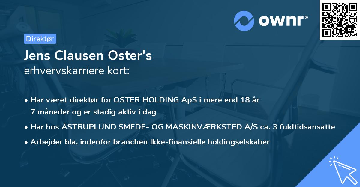 Jens Clausen Oster's erhvervskarriere kort