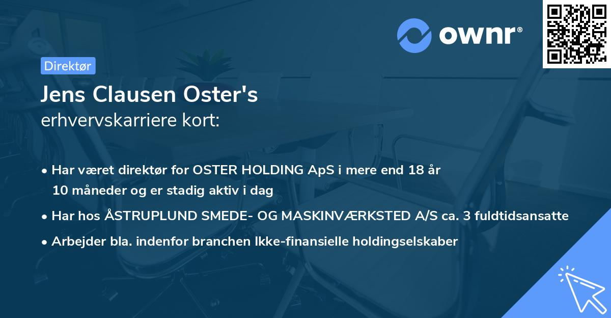 Jens Clausen Oster's erhvervskarriere kort