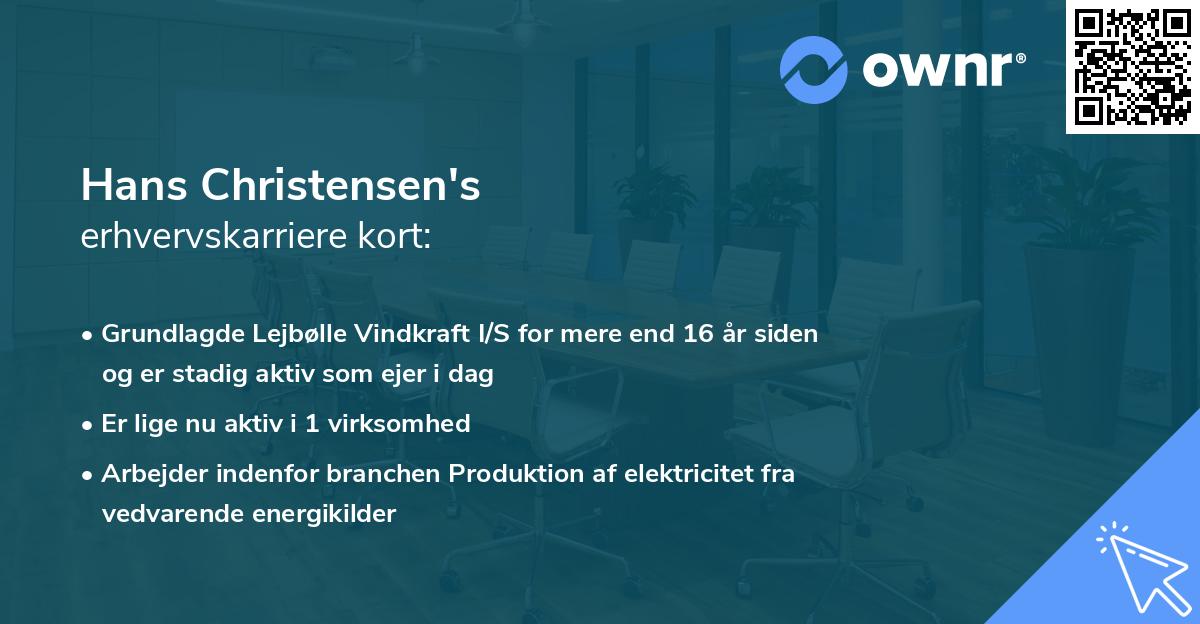 Hans Christensen's erhvervskarriere kort