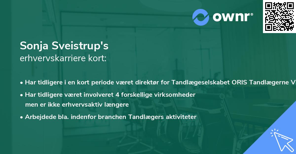 Sonja Sveistrup's erhvervskarriere kort