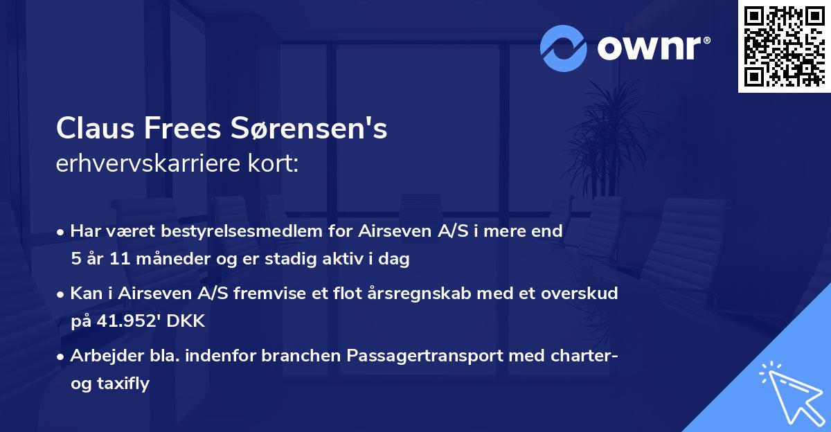 Claus Frees Sørensen's erhvervskarriere kort
