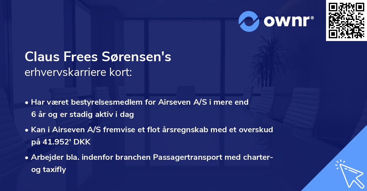 Claus Frees Sørensen's erhvervskarriere kort