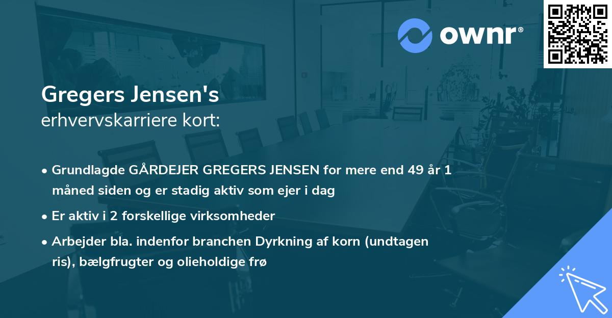 Gregers Jensen's erhvervskarriere kort