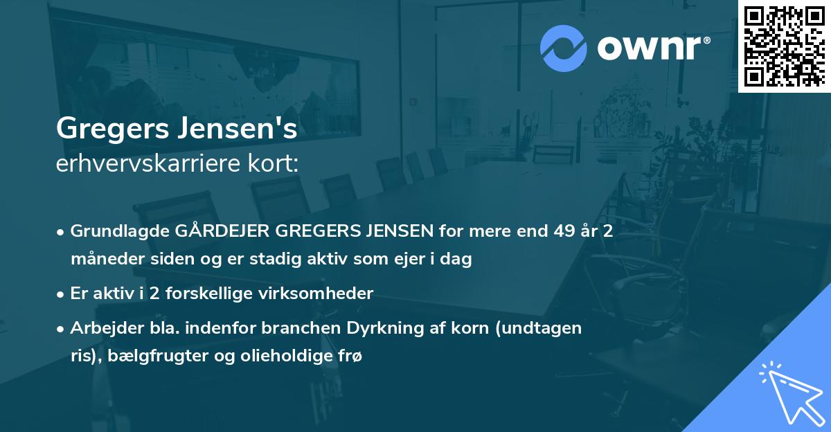 Gregers Jensen's erhvervskarriere kort