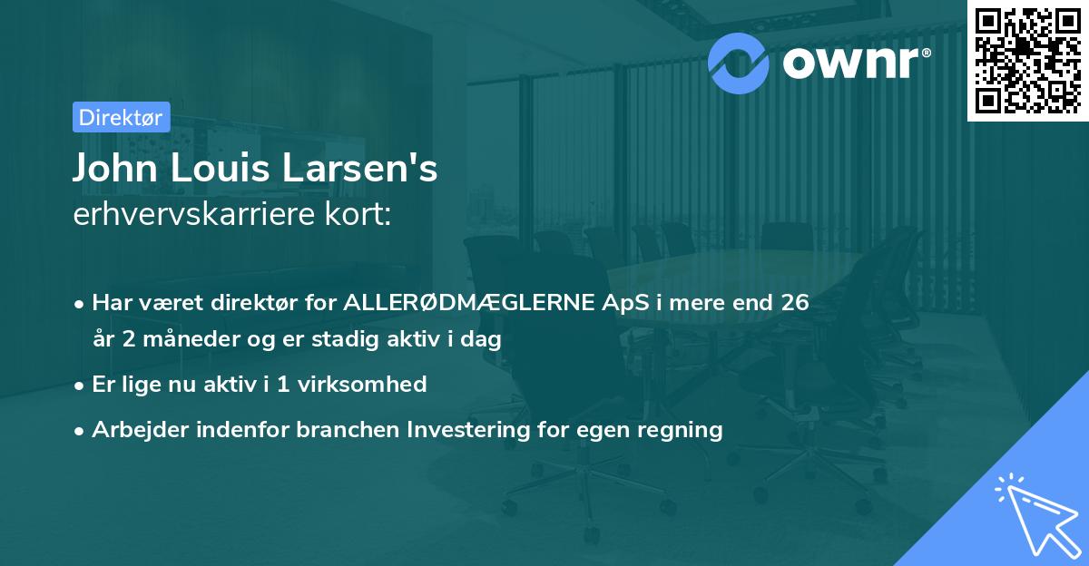 John Louis Larsen's erhvervskarriere kort