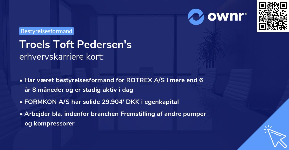 Troels Toft Pedersen's erhvervskarriere kort