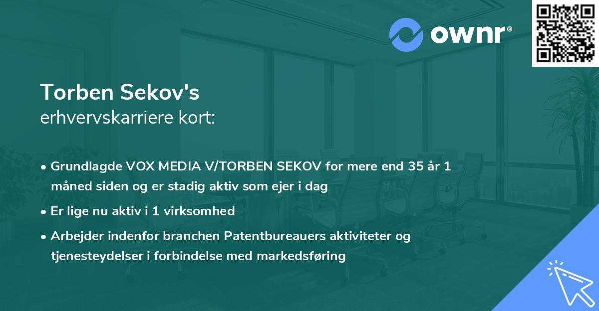 Torben Sekov's erhvervskarriere kort