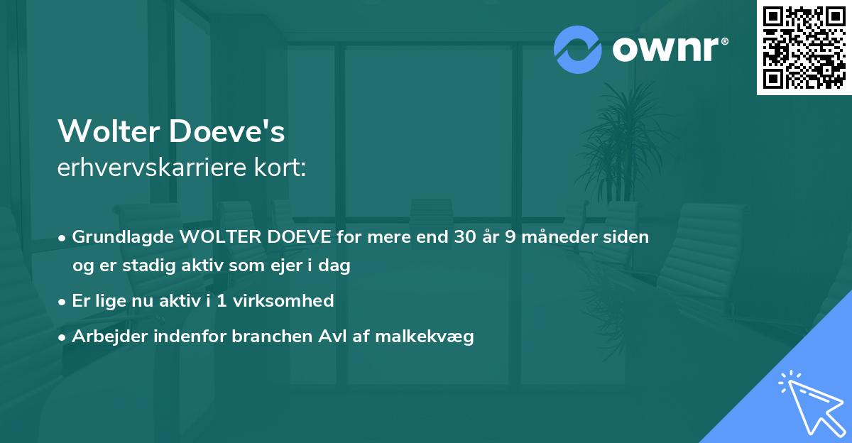 Wolter Doeve's erhvervskarriere kort