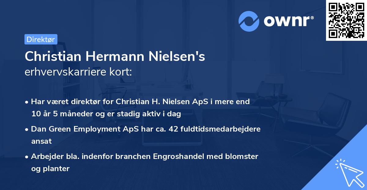 Christian Hermann Nielsen's erhvervskarriere kort