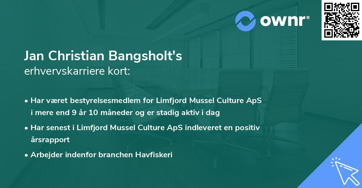 Jan Christian Bangsholt's erhvervskarriere kort